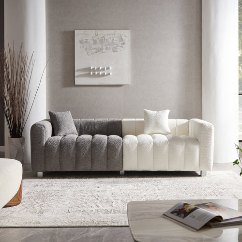 83.46" Modern Bubble Modular 3-Seat Velvet Sofa