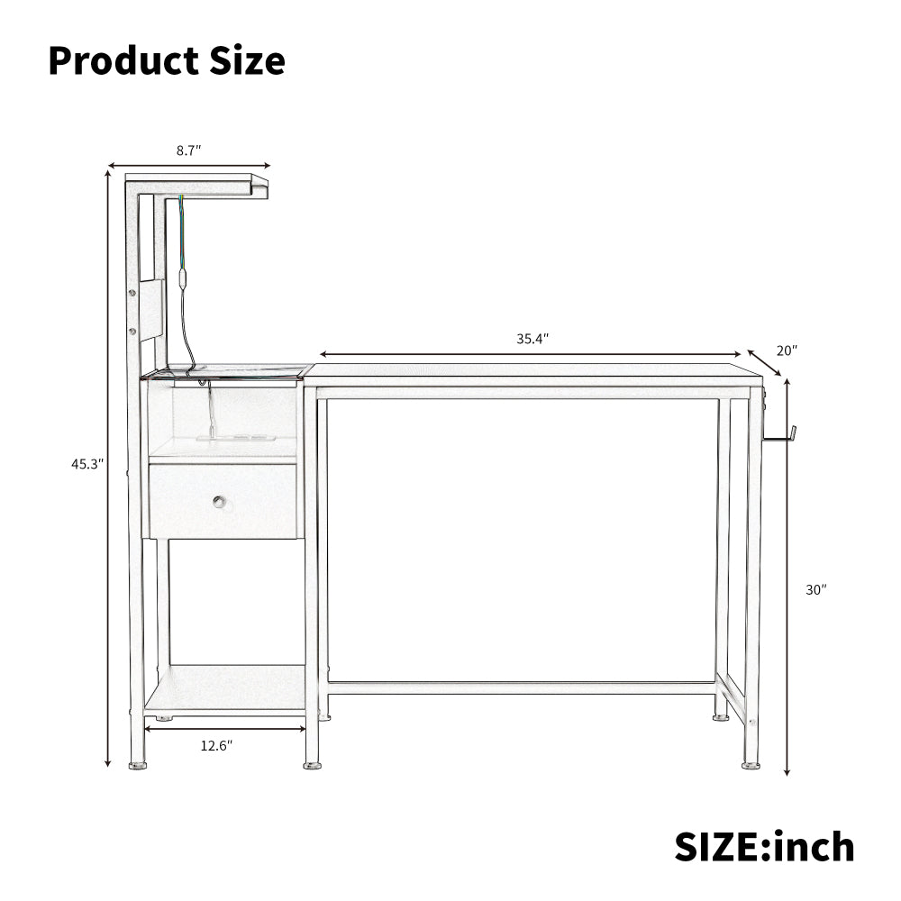 Computer Desk with Power Outlet & USB Charging