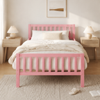 Wood Platform Bed with Guardrails on Both Sides