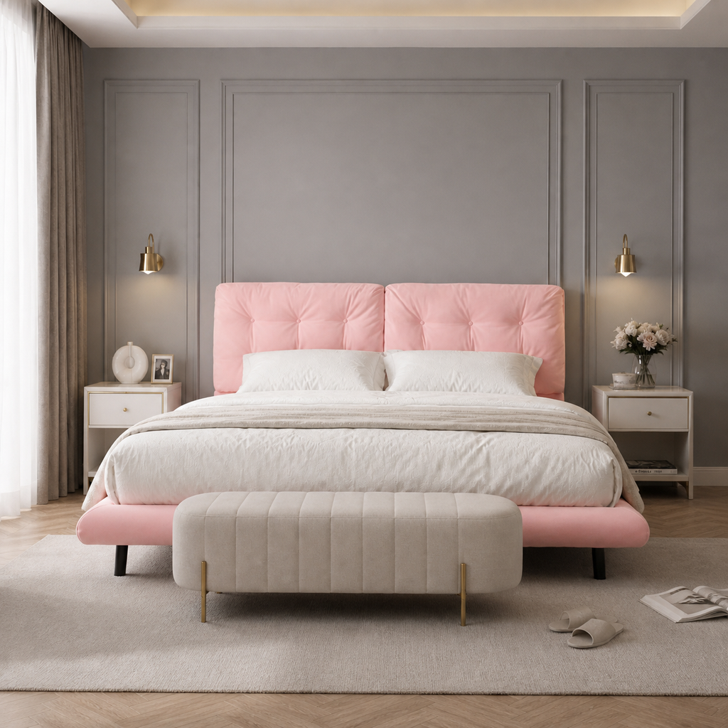 PU Leather Floating Platform Bed