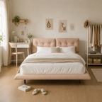 PU Leather Floating Platform Bed
