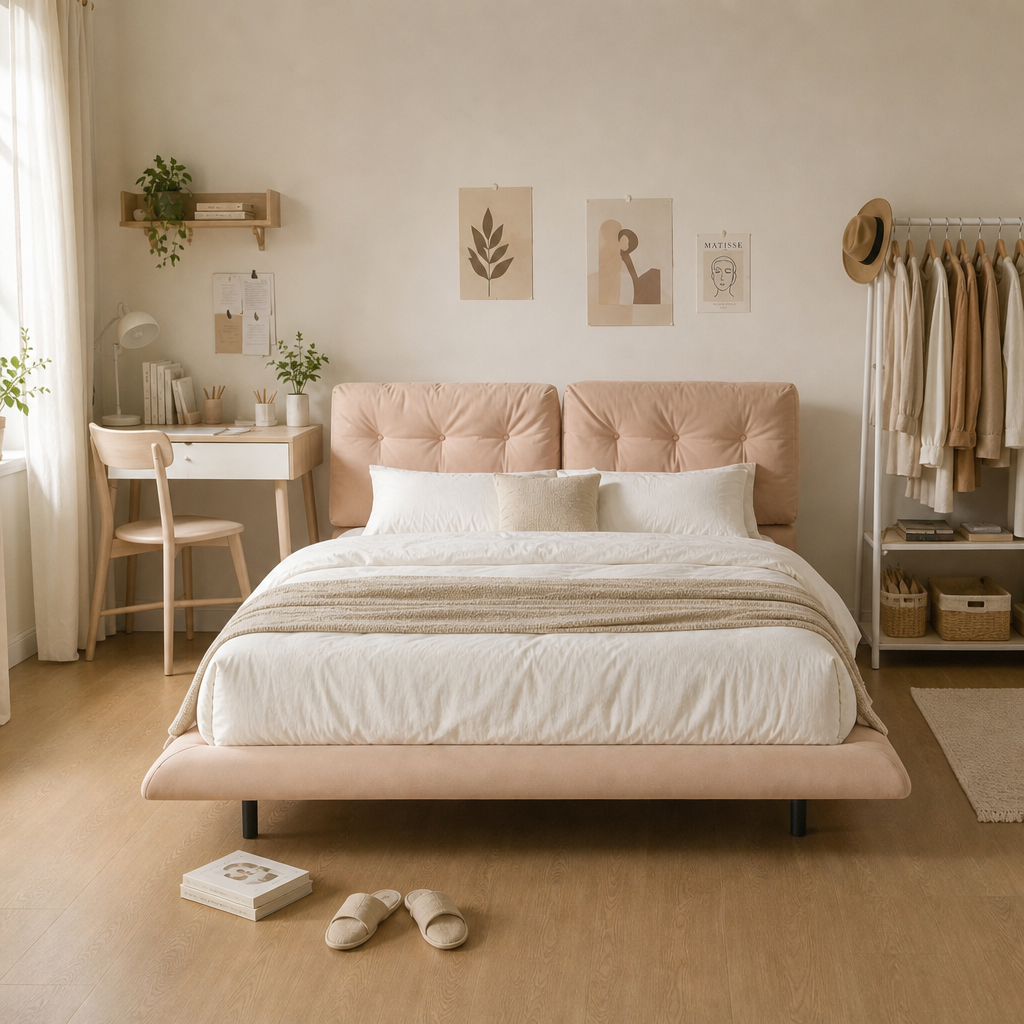PU Leather Floating Platform Bed