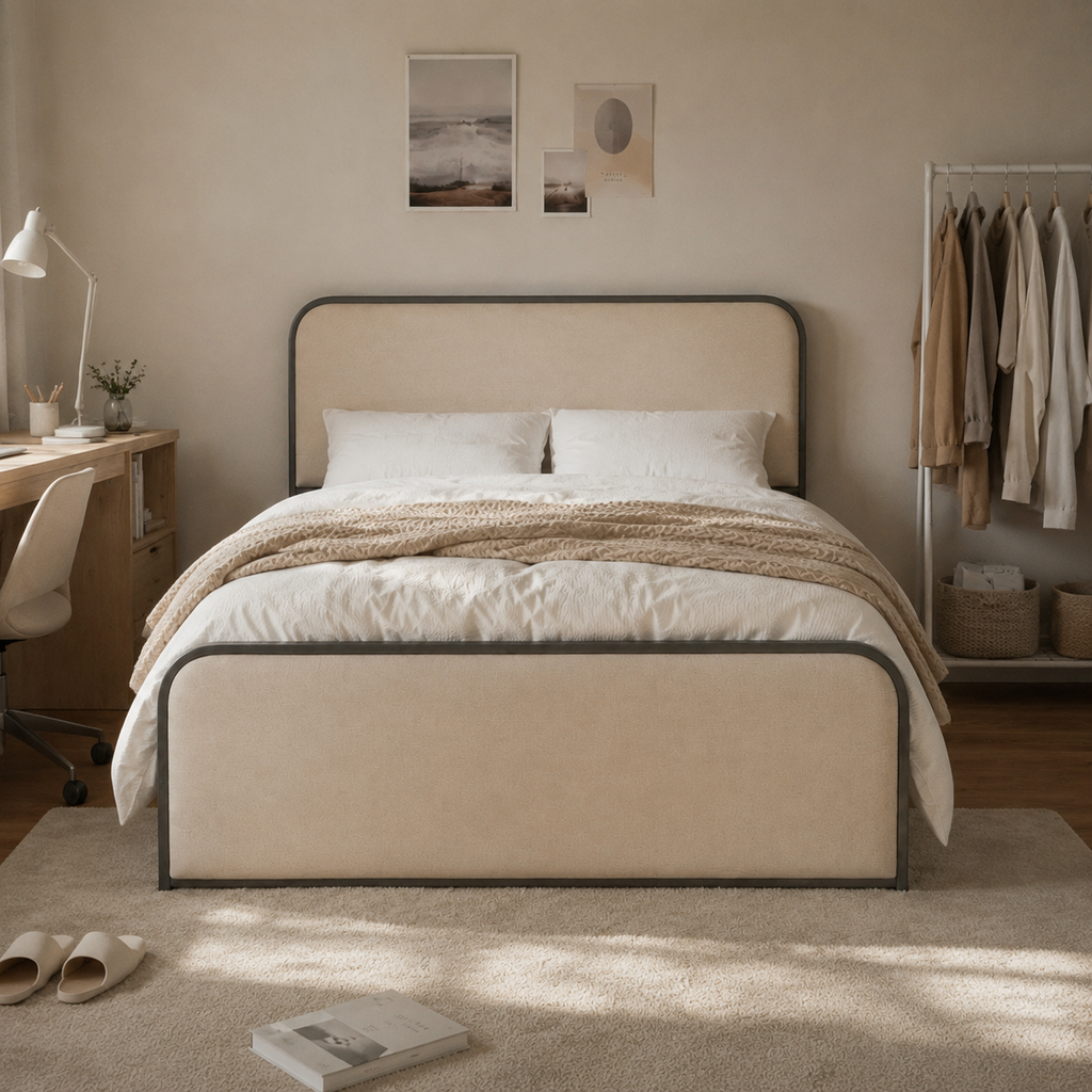 Upholstered Platform Bed with 4 Storage Drawers