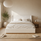 Luxury Wingback Platform Bed