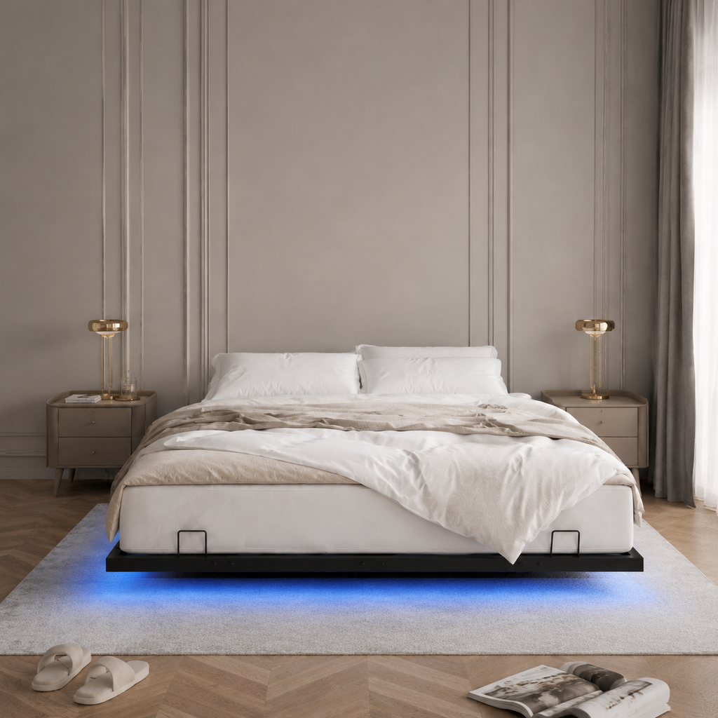 Floating Metal Platform Bed