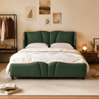 PU Leather Wingback Platform Bed