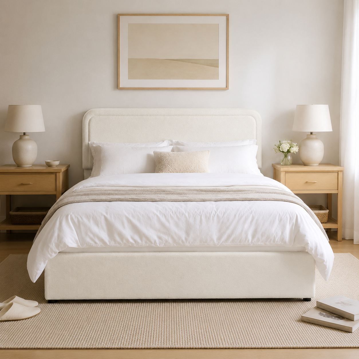Platform Storage Bed with 4 Built-In Drawers