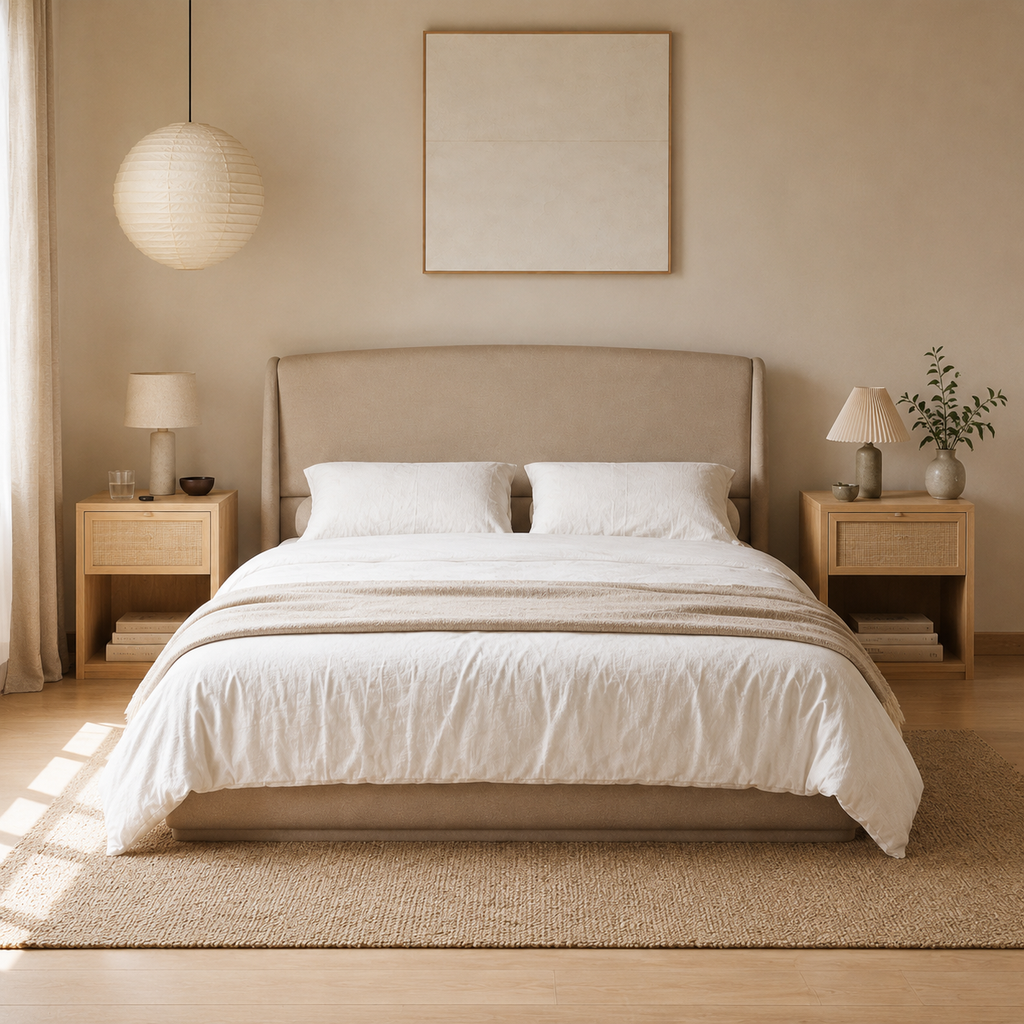 Linen Upholstered Platform Bed