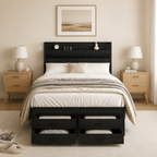 Metal Platform Bed with 4 Storage Drawers