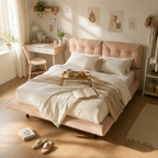 PU Leather Floating Platform Bed