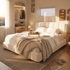 Boucle Upholstered Platform Bed