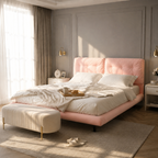 PU Leather Floating Platform Bed