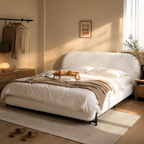 Boucle Upholstered Platform Bed