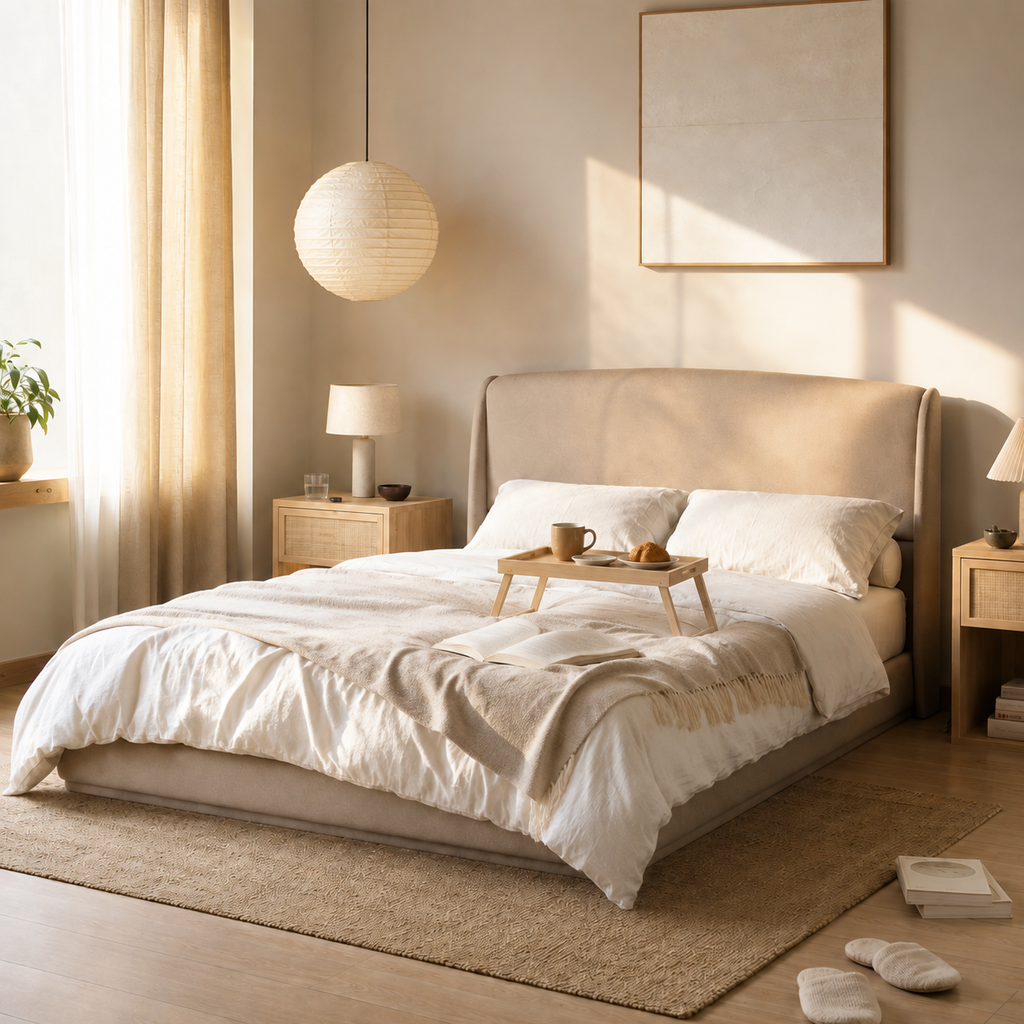 Linen Upholstered Platform Bed