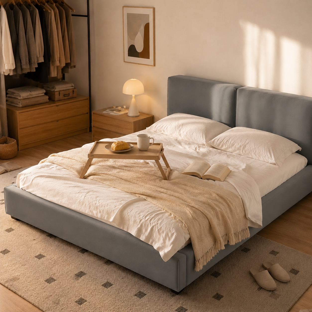 Velvet Upholstered Platform Bed
