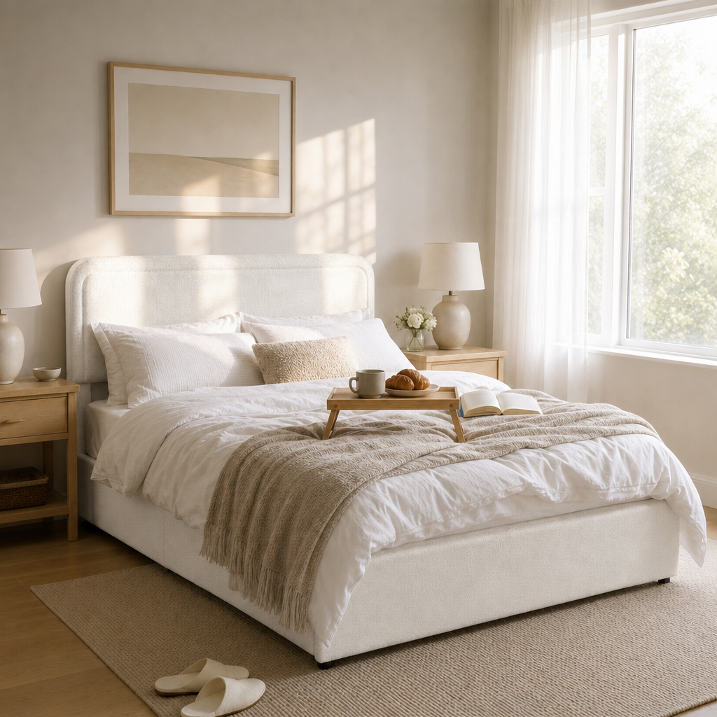 Platform Storage Bed with 4 Built-In Drawers