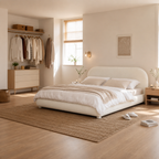 Boucle Upholstered Platform Bed
