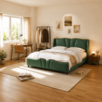 PU Leather Wingback Platform Bed