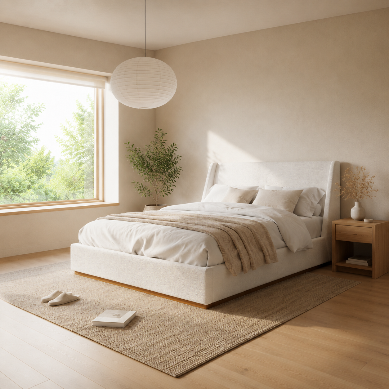Luxury Wingback Platform Bed