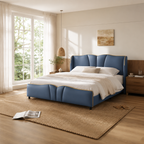PU Leather Wingback Platform Bed