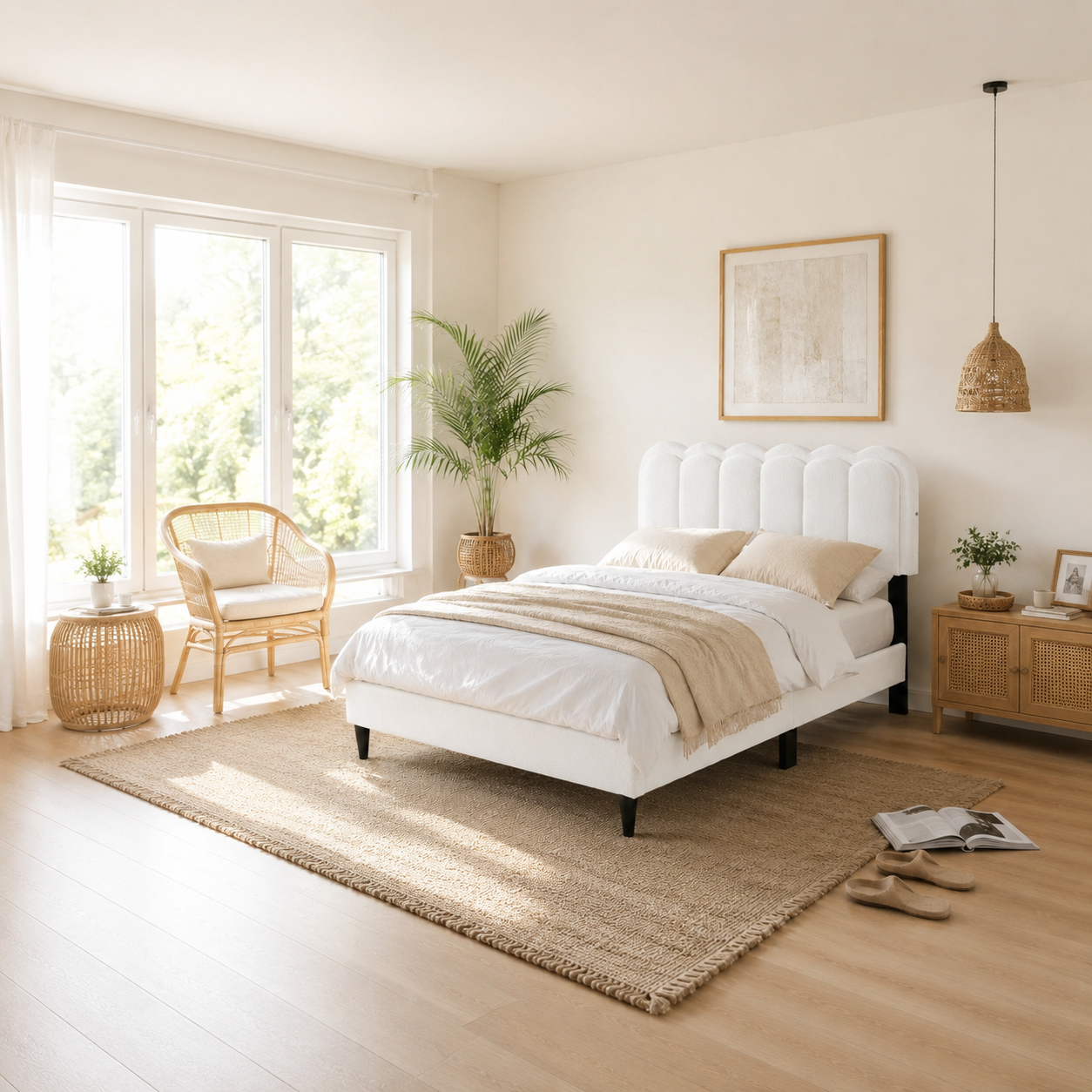 Boucle Platform Bed