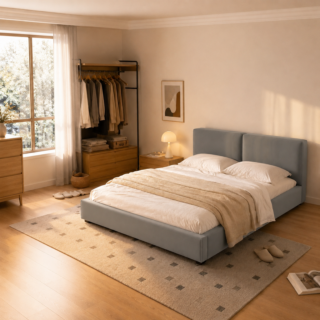 Velvet Upholstered Platform Bed