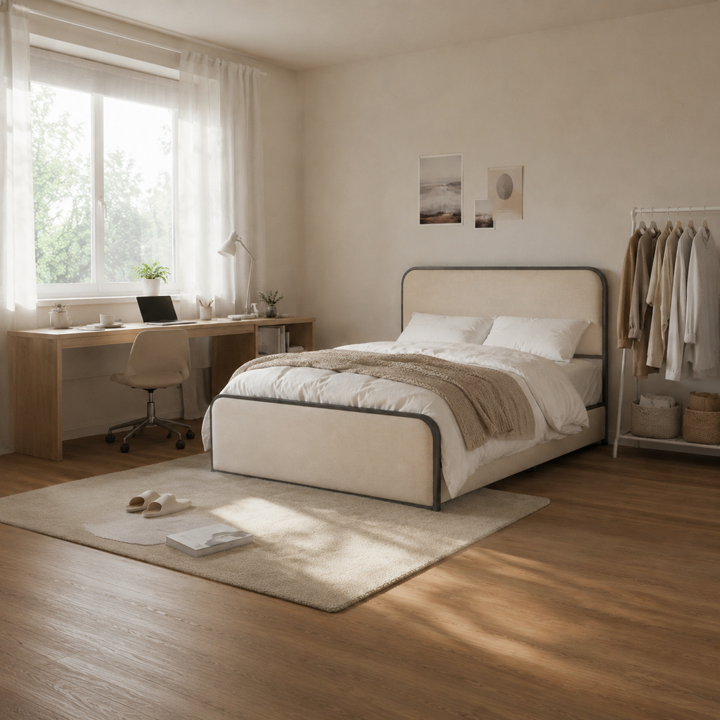 Upholstered Platform Bed with 4 Storage Drawers