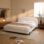 Boucle Upholstered Platform Bed