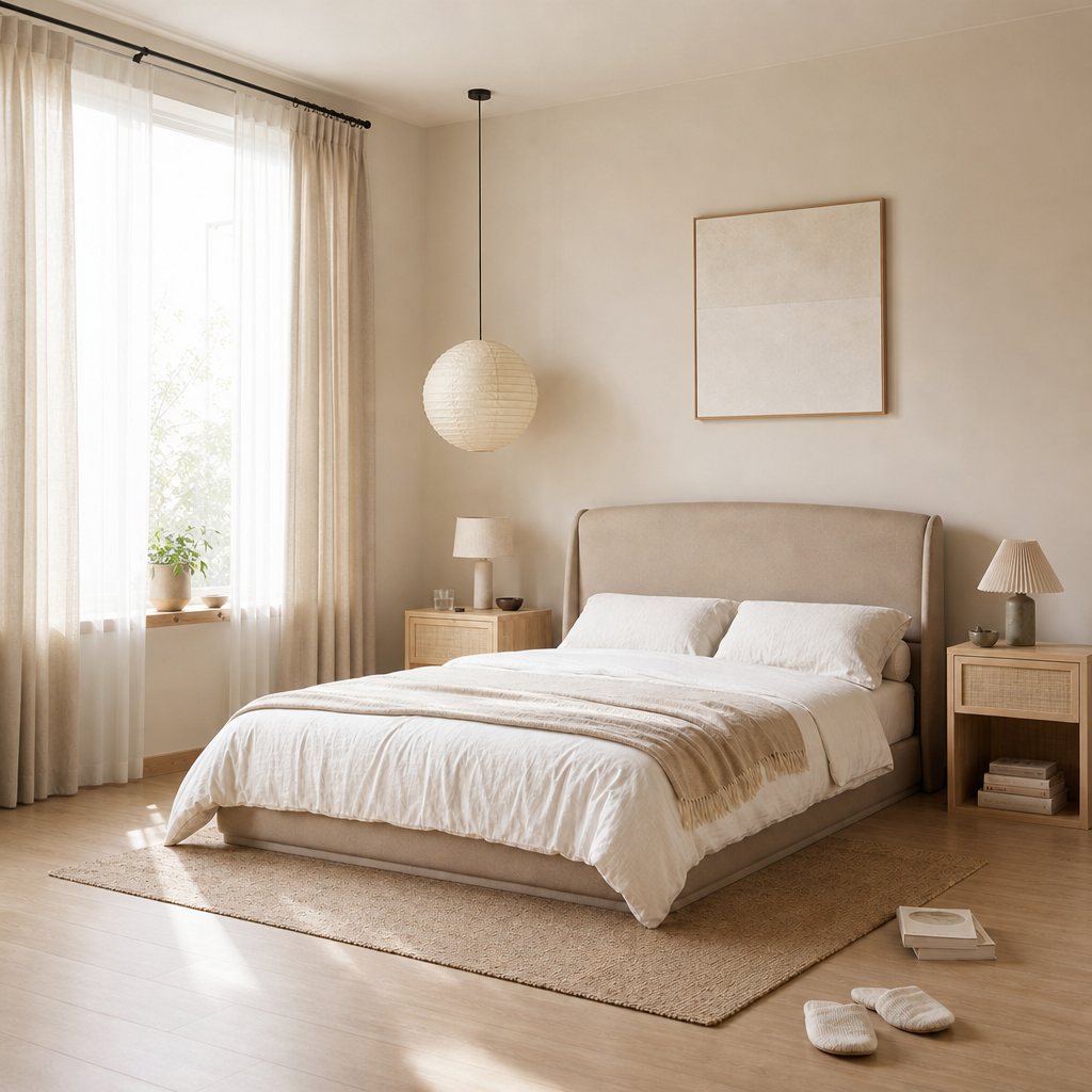 Linen Upholstered Platform Bed