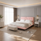 PU Leather Floating Platform Bed
